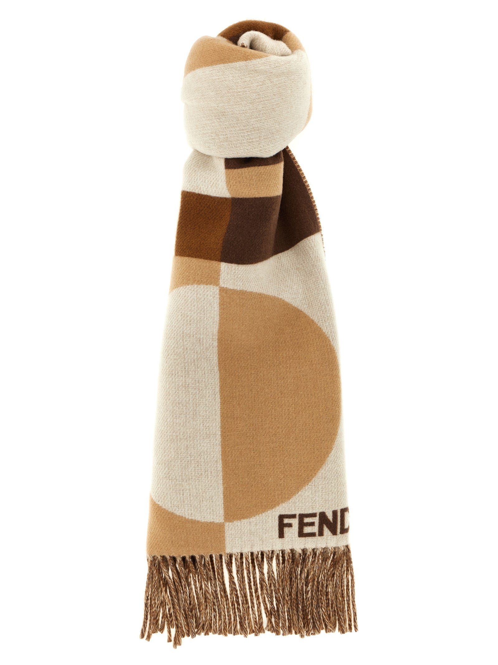 Fendi Cashmere Wool Scarf Sciarpe Marrone Wanan Luxury
