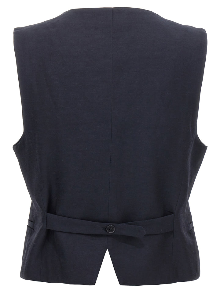 Single-Breasted Vest Gilet Blu