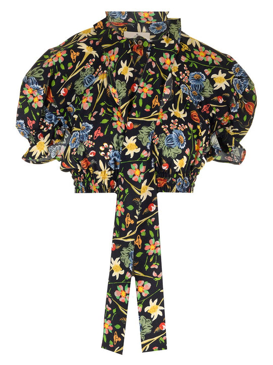 Folk Flower Top Bianco