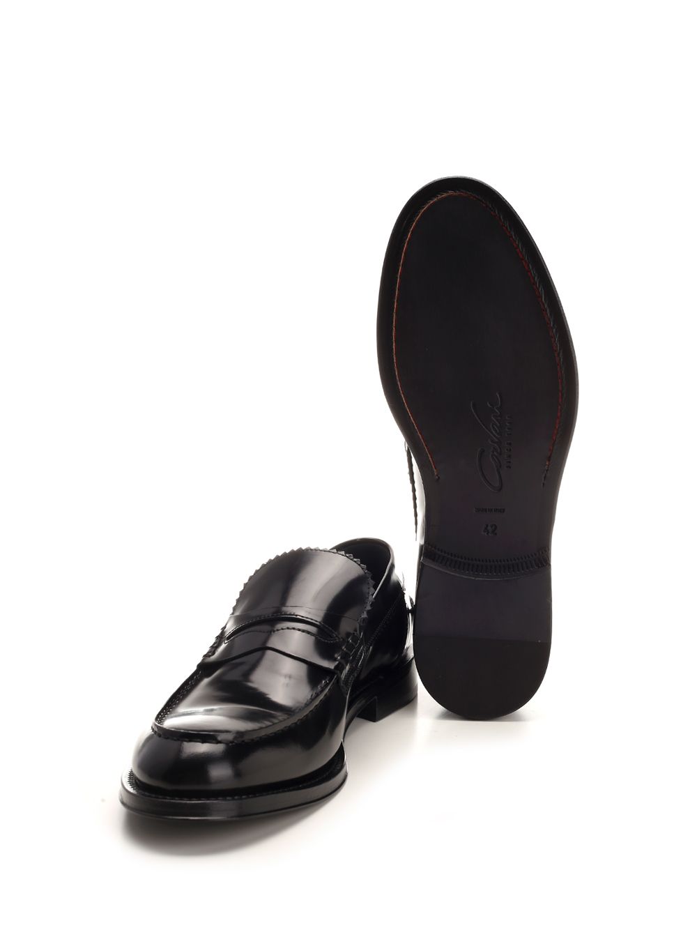 Corvari Brushed Leather Penny Loafer Mocassini - Nero | 972f63d488bddaca3fc9573a08e4795f0afbf54d