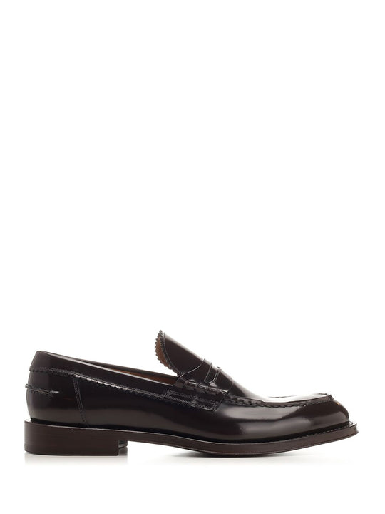 Brushed Leather Penny Loafer Mocassini Nero