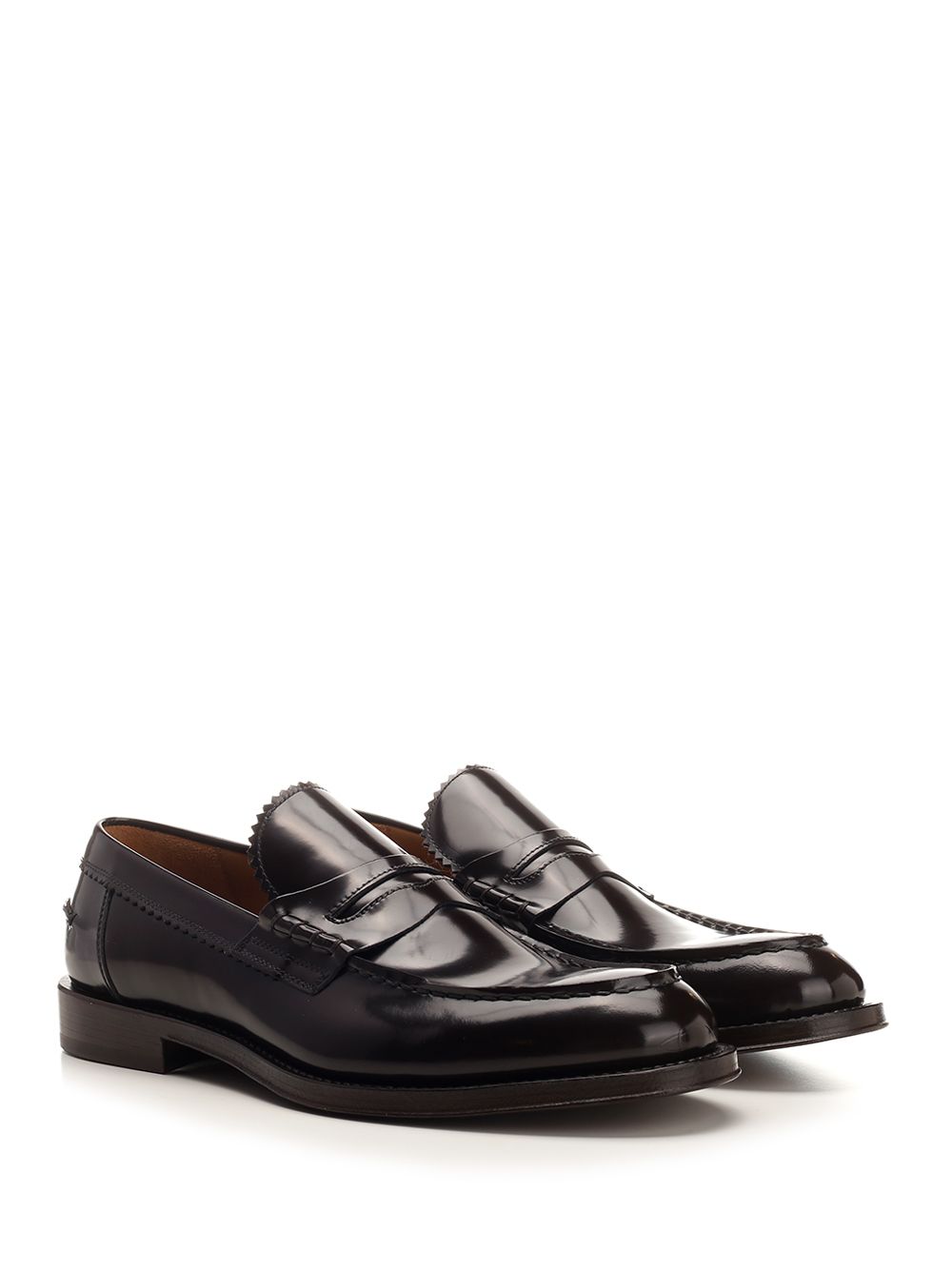 Corvari Brushed Leather Penny Loafer Mocassini - Nero | d77a7098a44bcb9d6597f5b82e24068785b98aba