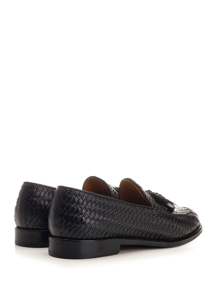 Corvari Loafer With Tassels In Woven Leather Mocassini - Nero | 773de22beada98bf0b90ab46d08205e3fcde4018