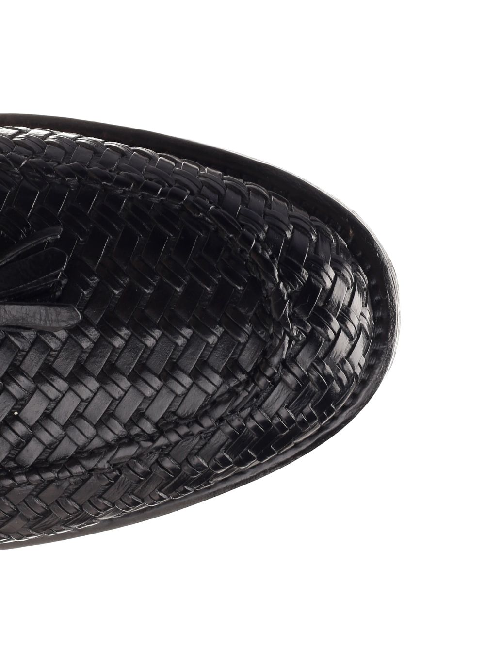 Corvari Loafer With Tassels In Woven Leather Mocassini - Nero | 429c0414c81882cd3165519647c679763b8164df