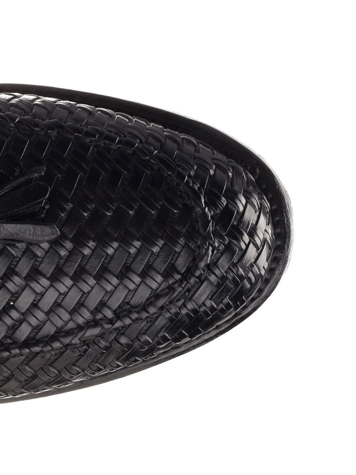 Corvari Loafer With Tassels In Woven Leather Mocassini - Nero | 429c0414c81882cd3165519647c679763b8164df