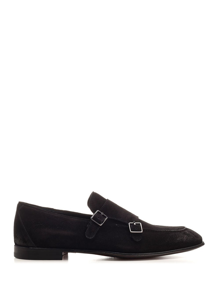 Corvari Double Buckle Suede Loafer Mocassini - Nero | 73ef191a0fc25786b0c6bd0ac65544a605fbfe2b