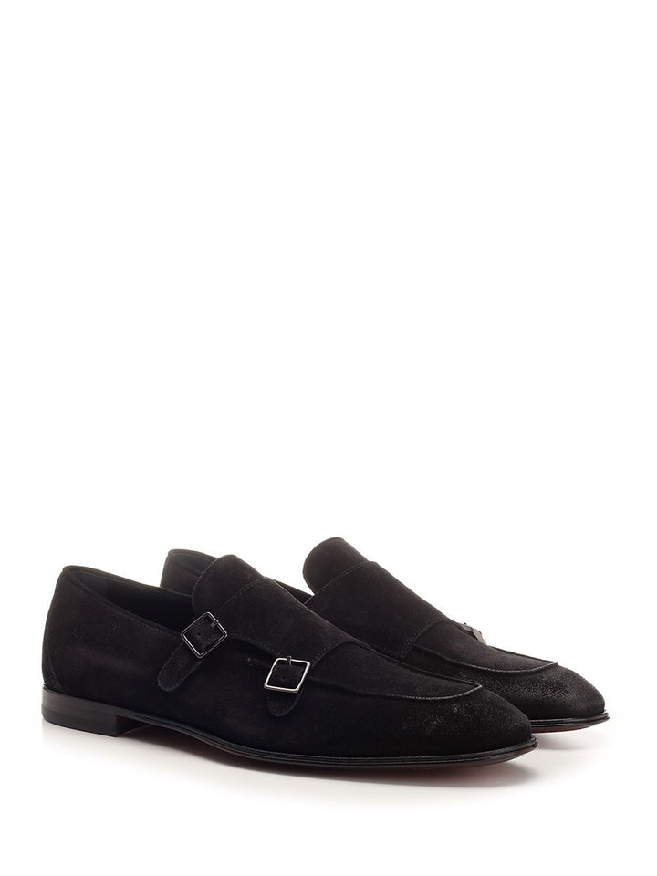 Corvari Double Buckle Suede Loafer Mocassini - Nero | 9d074920cef078c7512eca44d5822fe436632ef4