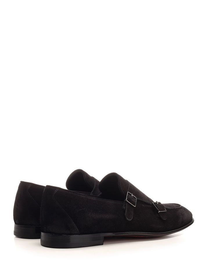 Corvari Double Buckle Suede Loafer Mocassini - Nero | 0d4d32a595a4401c6e6f289624193f6787e62e3e