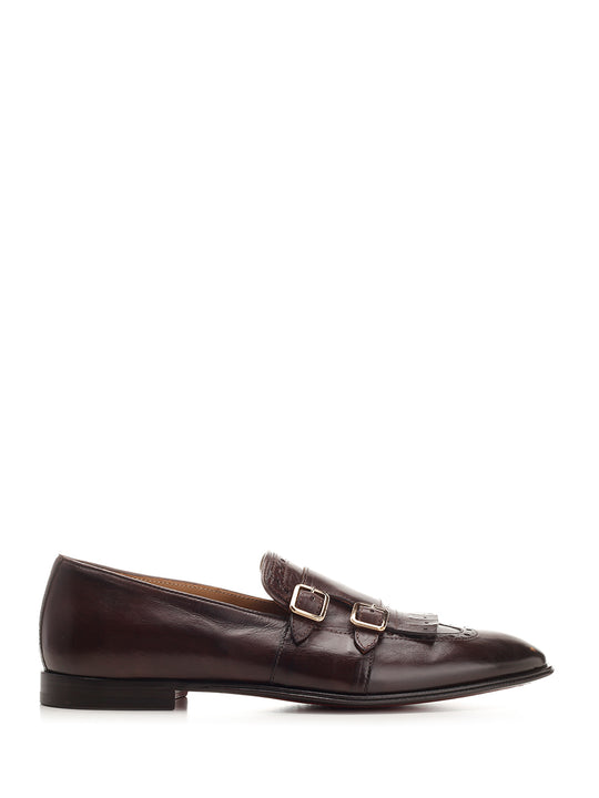 Double Buckle Loafers Lace-Up Shoes Marrone