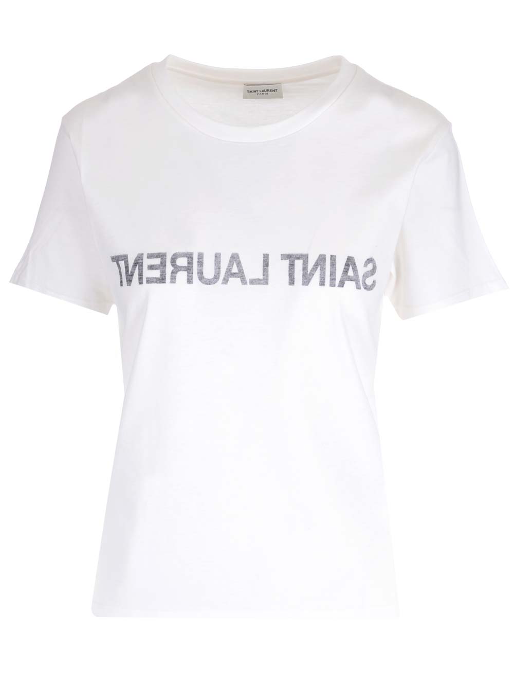 Saint Laurent With Reverse Logo T-Shirt - Bianco | bf6dc6a247f6c8cab54599785eb87eba31a42153
