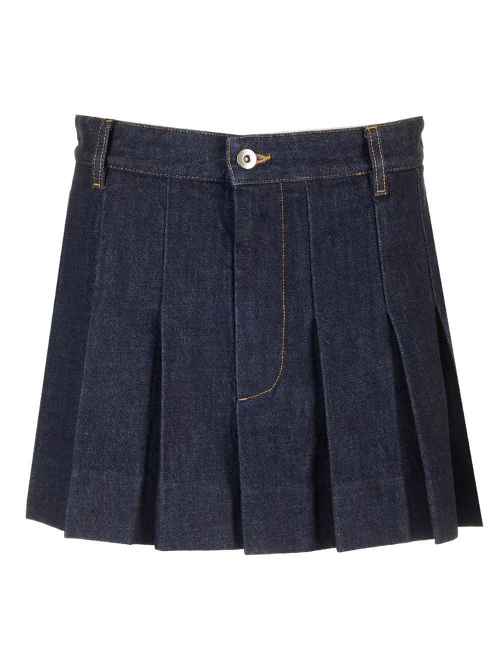Bottega Veneta Pleated Denim Miniskirt Gonne - Blu | d04a5aceff8f7b91a8dc05b2a8ea159287ec415a