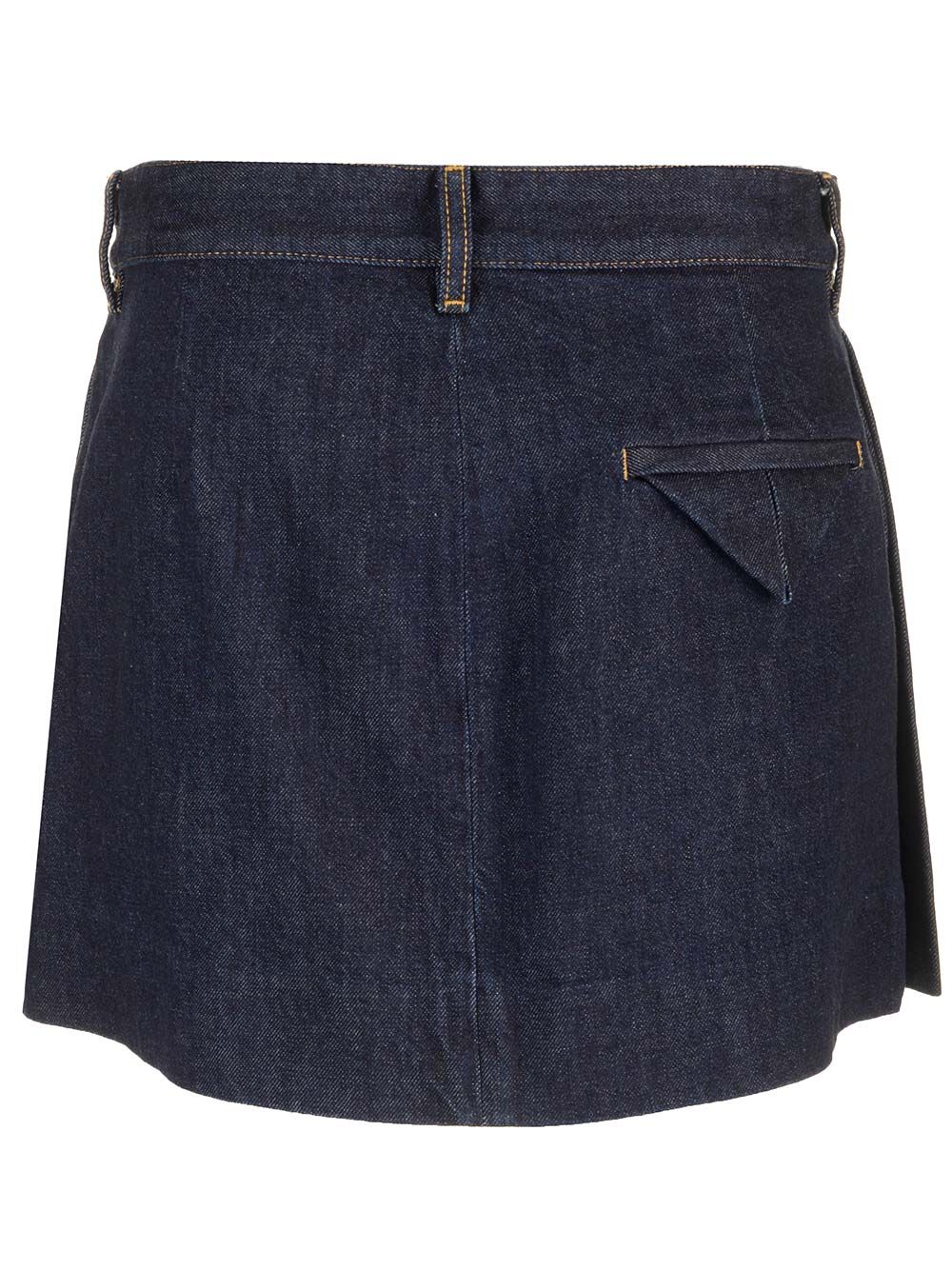 Bottega Veneta Pleated Denim Miniskirt Gonne - Blu | 49de1e3515ffdc50be3ddf7329b46e7626fe5f68