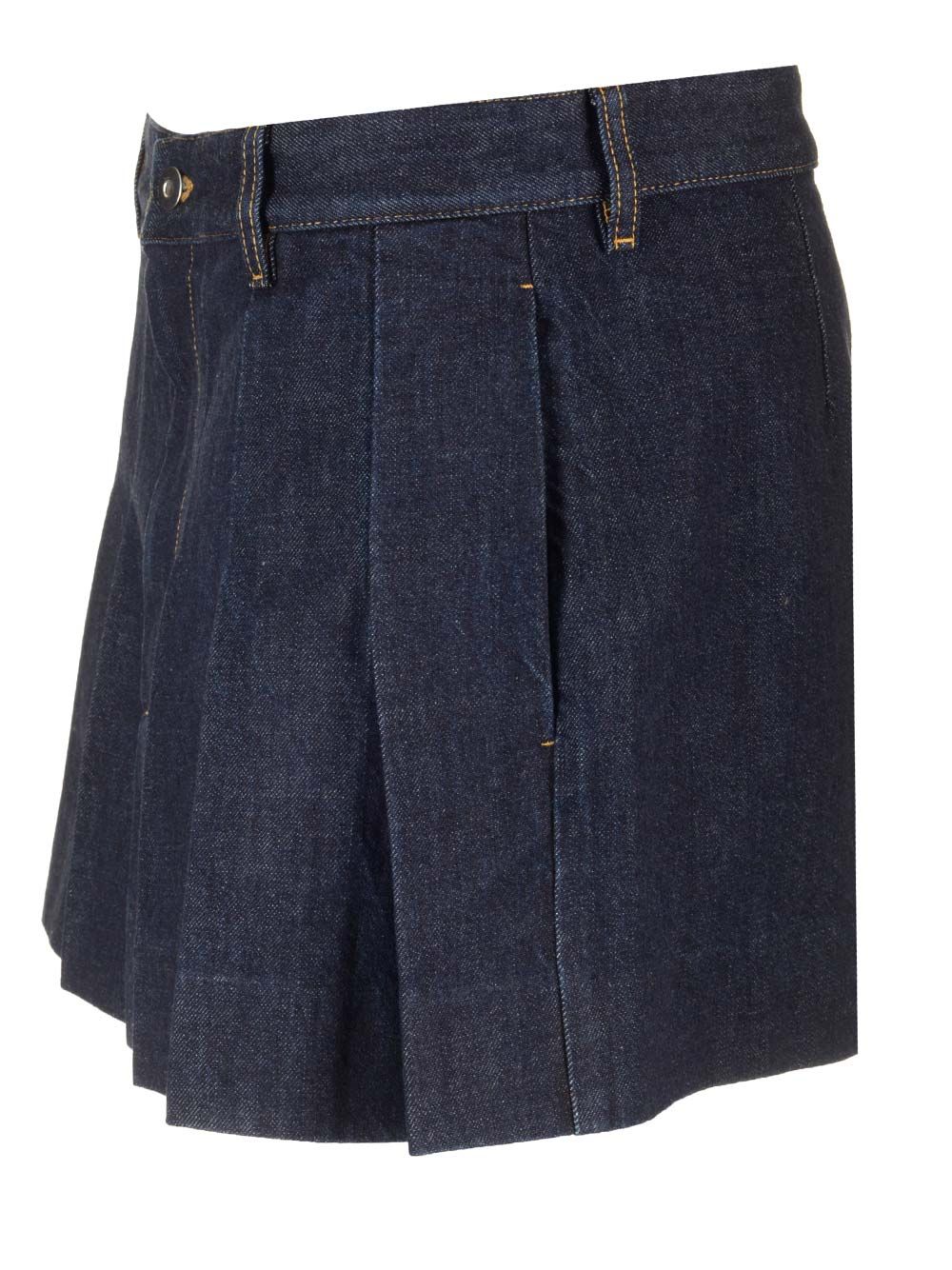 Bottega Veneta Pleated Denim Miniskirt Gonne - Blu | a6d4c47ff7f4ca5e5f97f1c87ffa7756b5f50489