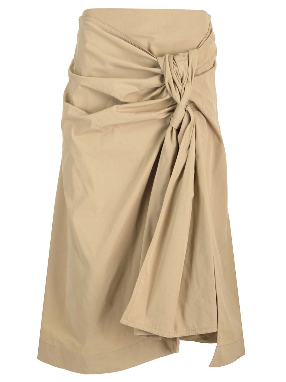 Bottega Veneta Compact Cotton Midi Skirt Gonne - Beige | cf14db238eeb7a19e71b79f42998654df3adff9c