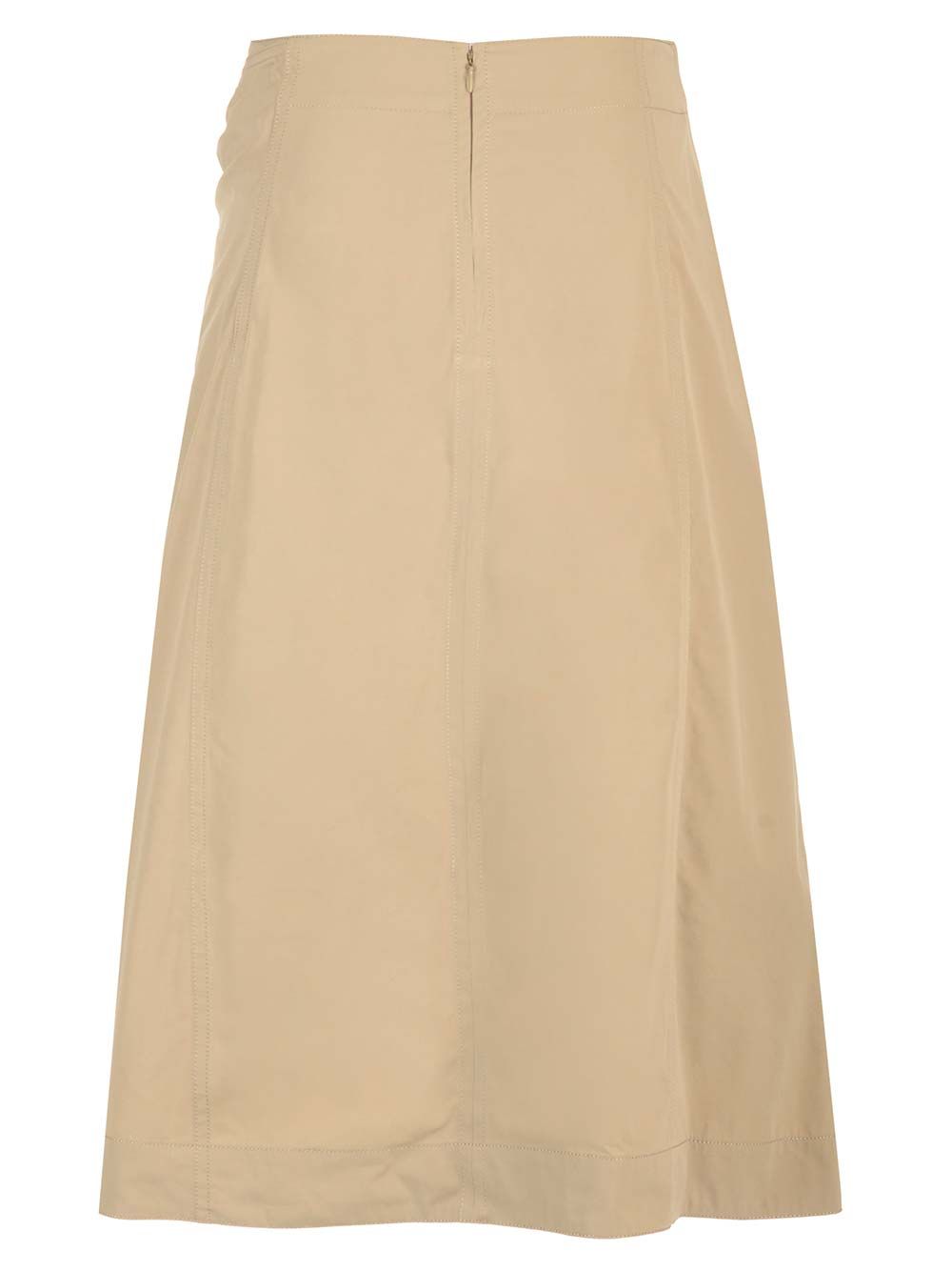 Bottega Veneta Compact Cotton Midi Skirt Gonne - Beige | 62d59a00a1fd37fc45ac115fa095fe470f61cb89