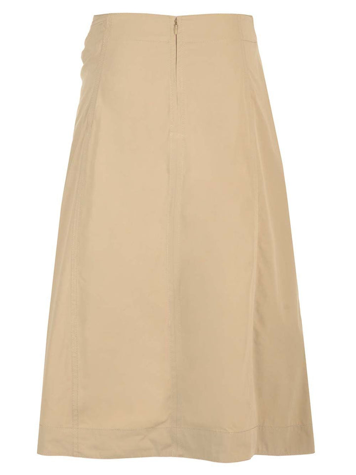 Bottega Veneta Compact Cotton Midi Skirt Gonne - Beige | 62d59a00a1fd37fc45ac115fa095fe470f61cb89