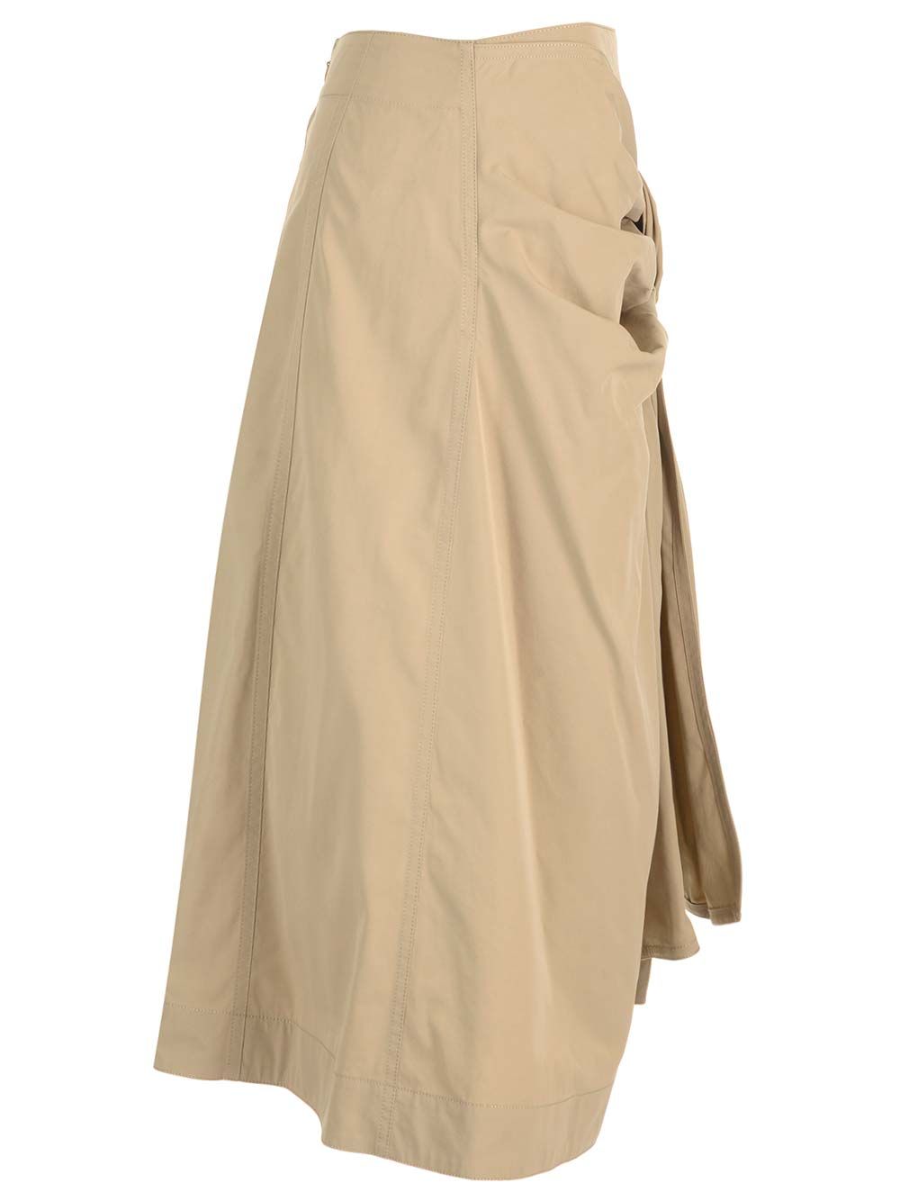 Bottega Veneta Compact Cotton Midi Skirt Gonne - Beige | 734840118e173be01242070dbde9029a1ab89c33