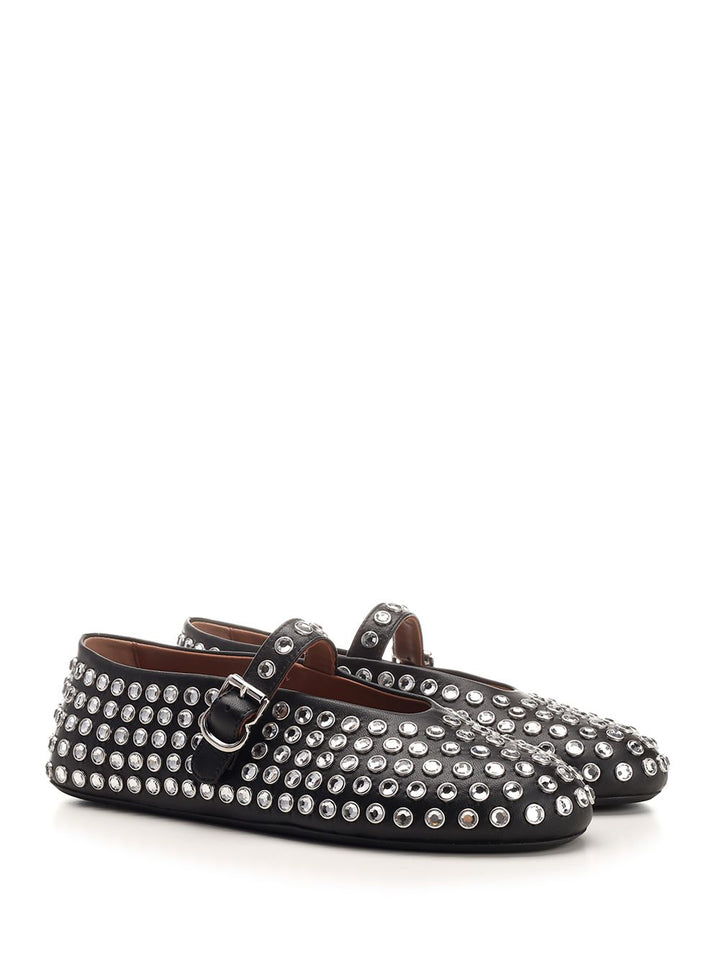 AlaÏA Rhinestone Mesh Ballerina Scarpe basse - Bianco | 9d4d272f39e29f84fa6d25d39bbef31c7770c11b