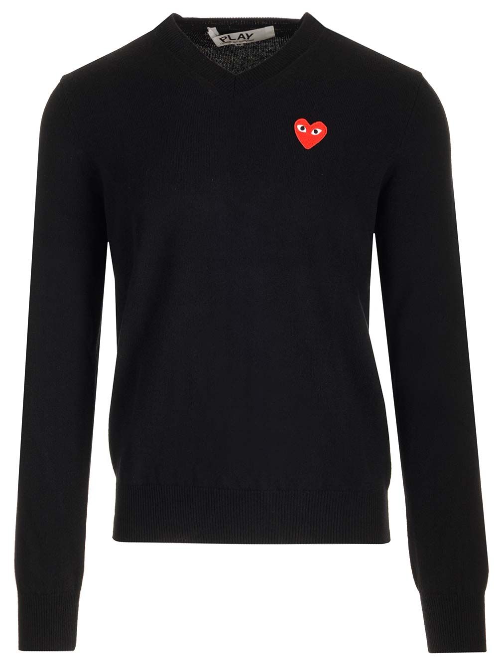 Comme Des Garcons Play Crew Neck Wool Sweater Knitwear - Nero | f3072b46001de85707dd4dd80a81a4064fd992a2