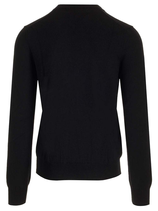 V-Neck Wool Sweater Knitwear Nero