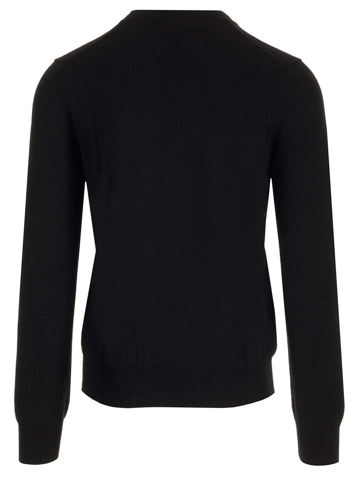Comme Des Garcons Play Crew Neck Wool Sweater Knitwear - Nero | 289cf5b8ddea33266628fe096ffa8019eb8e0192