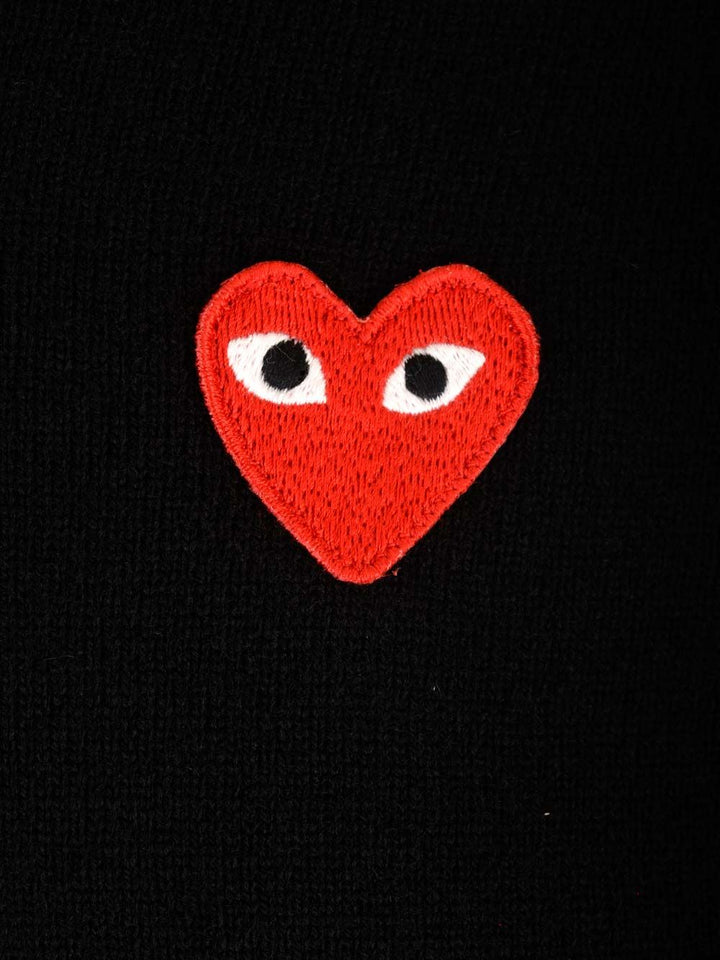 Comme Des Garcons Play Crew Neck Wool Sweater Knitwear - Nero | 53433295a29b2a34dce4559e33ae1eaeafdf56d5