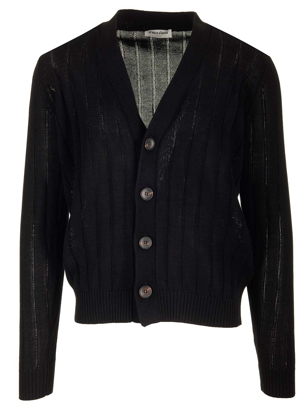 Al Duca D'Aosta Black Cotton Cardigan Knitwear - Nero | 972f9e0e6d02b0050081c3103b02e2ffcb3068a5