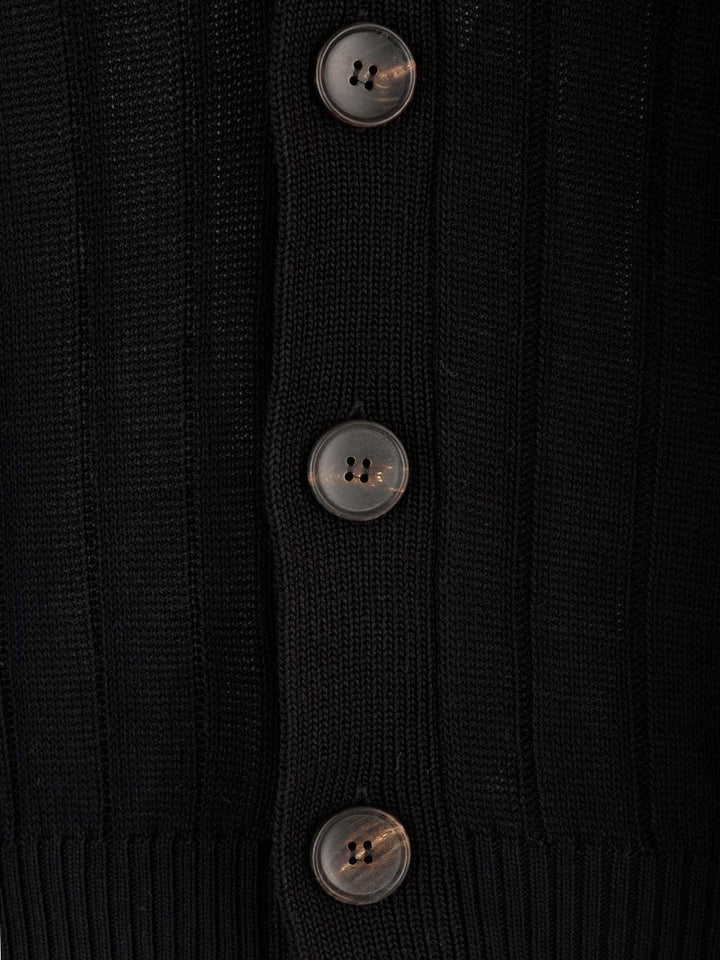 Al Duca D'Aosta Black Cotton Cardigan Knitwear - Nero | 324a327839b5c8ec645c0cfe04dae26dc0979d29