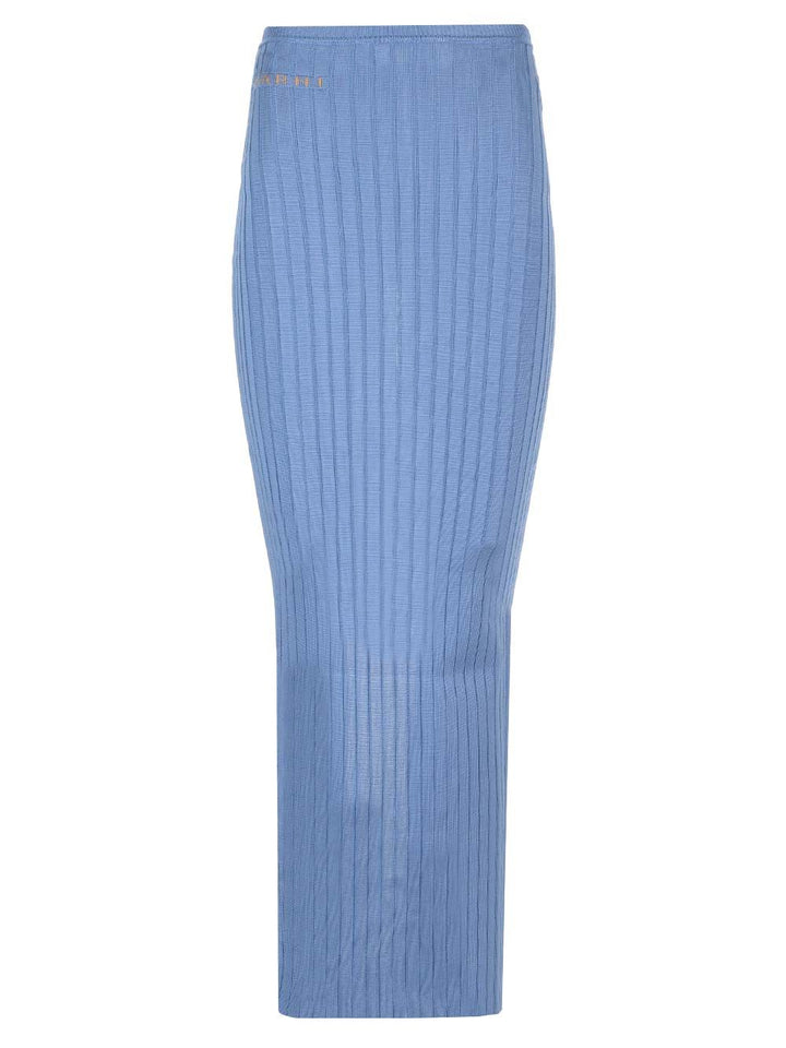 Marni Long Celestial Ribbed Skirt Gonne - Blu | 73844fe73929e8ce6e0974341aa432d32efe39c8