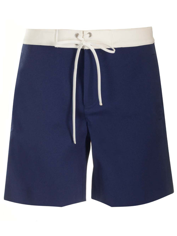 Blue Satin Bermuda Shorts Pantaloni Blu