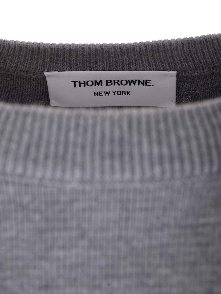 Thom Browne Compact Cotton Knit Sweater Knitwear - Grey | 555ee25403eda2e17ca9066bc46a01ee83507a06