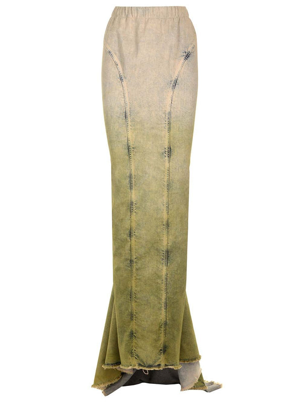 Denim Mermaid Skirt Gonne Verde