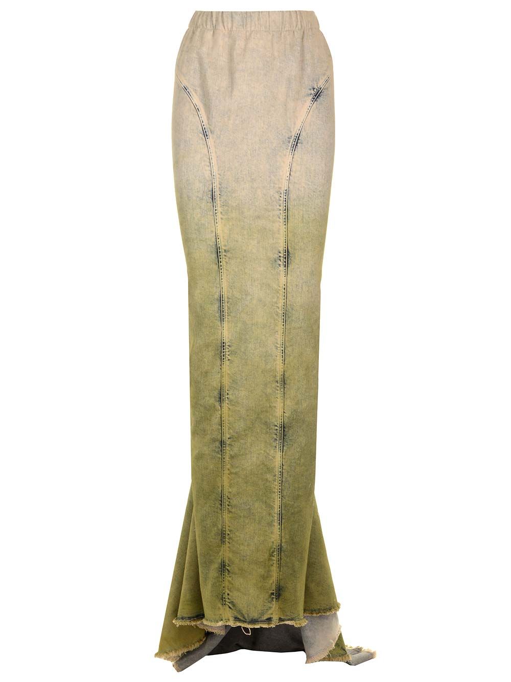 Moncler X Rick Owens Denim Mermaid Skirt Gonne - Verde | 2d0d5d728db9fbbe701c6db7e05e3946e49c3fb1