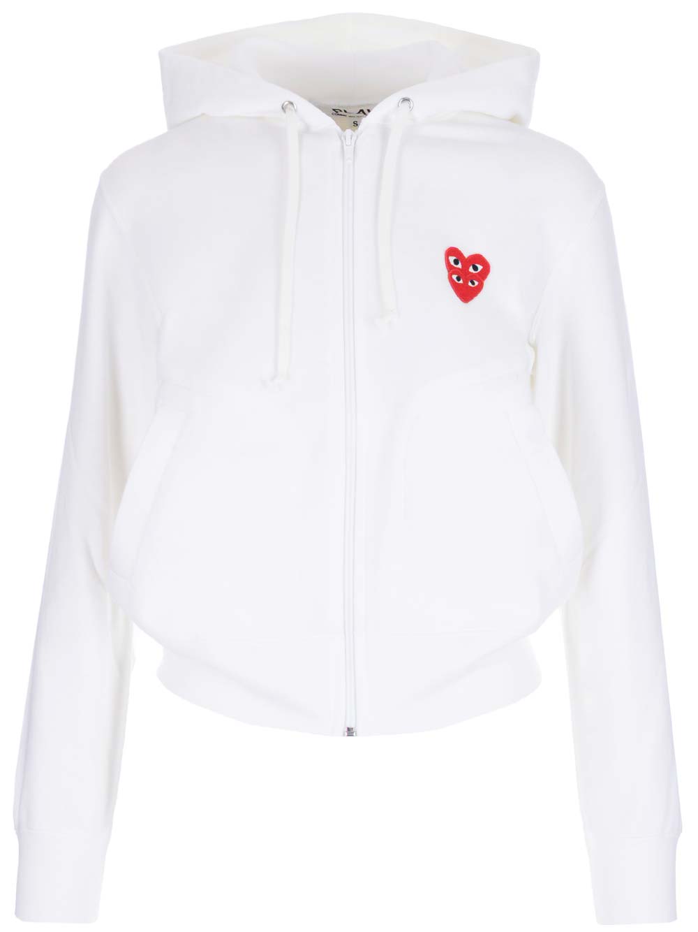 Comme Des Garcons Play Full Zip Hoodie Sweatshirts - Bianco | 57065aac283e4d36f35e7642250154079c0ca3e7
