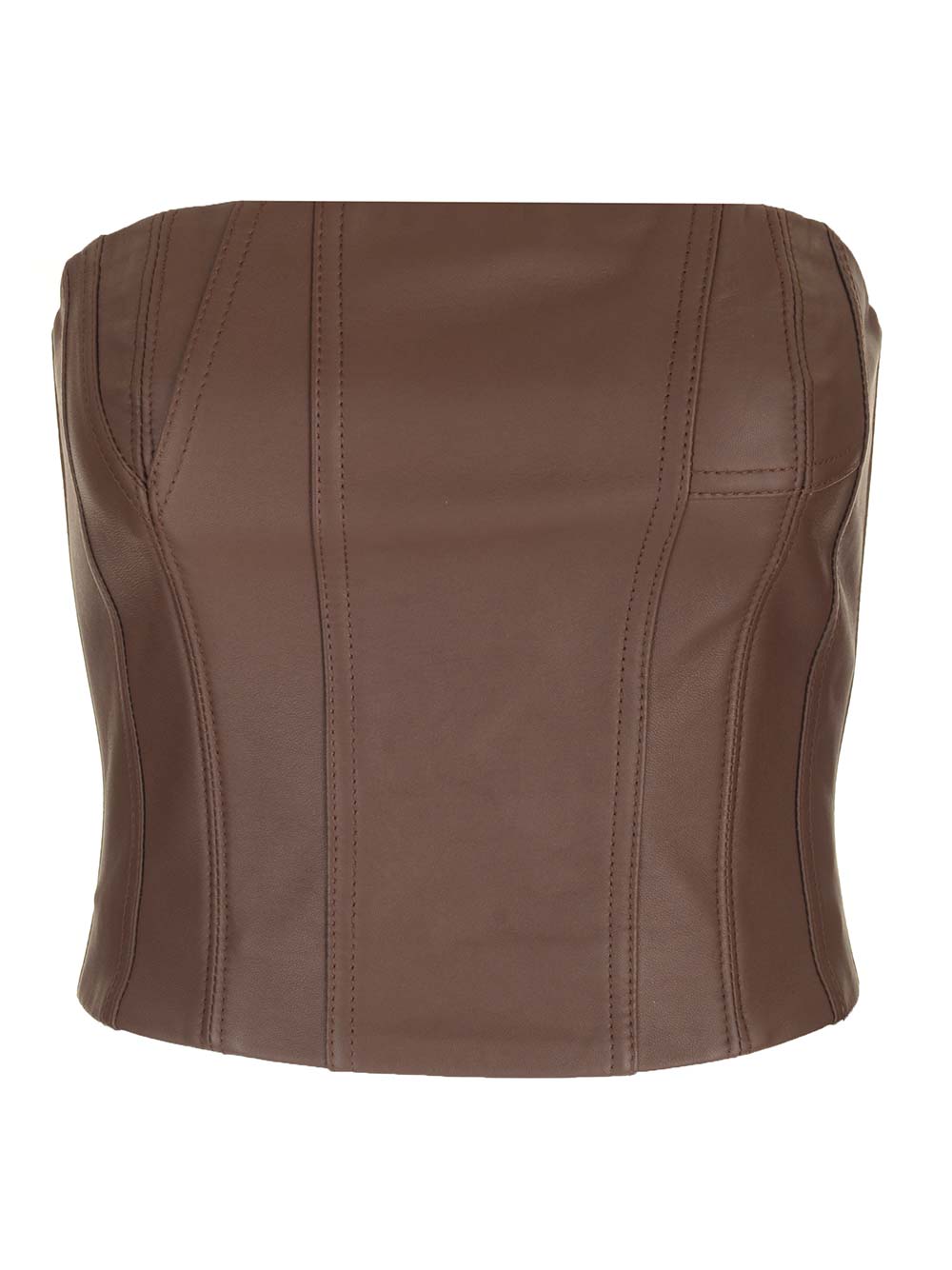 Amiri Leather Bustier Top - Marrone | 8aac93bd1ddedce74e1c6842ed5507b462459ad0