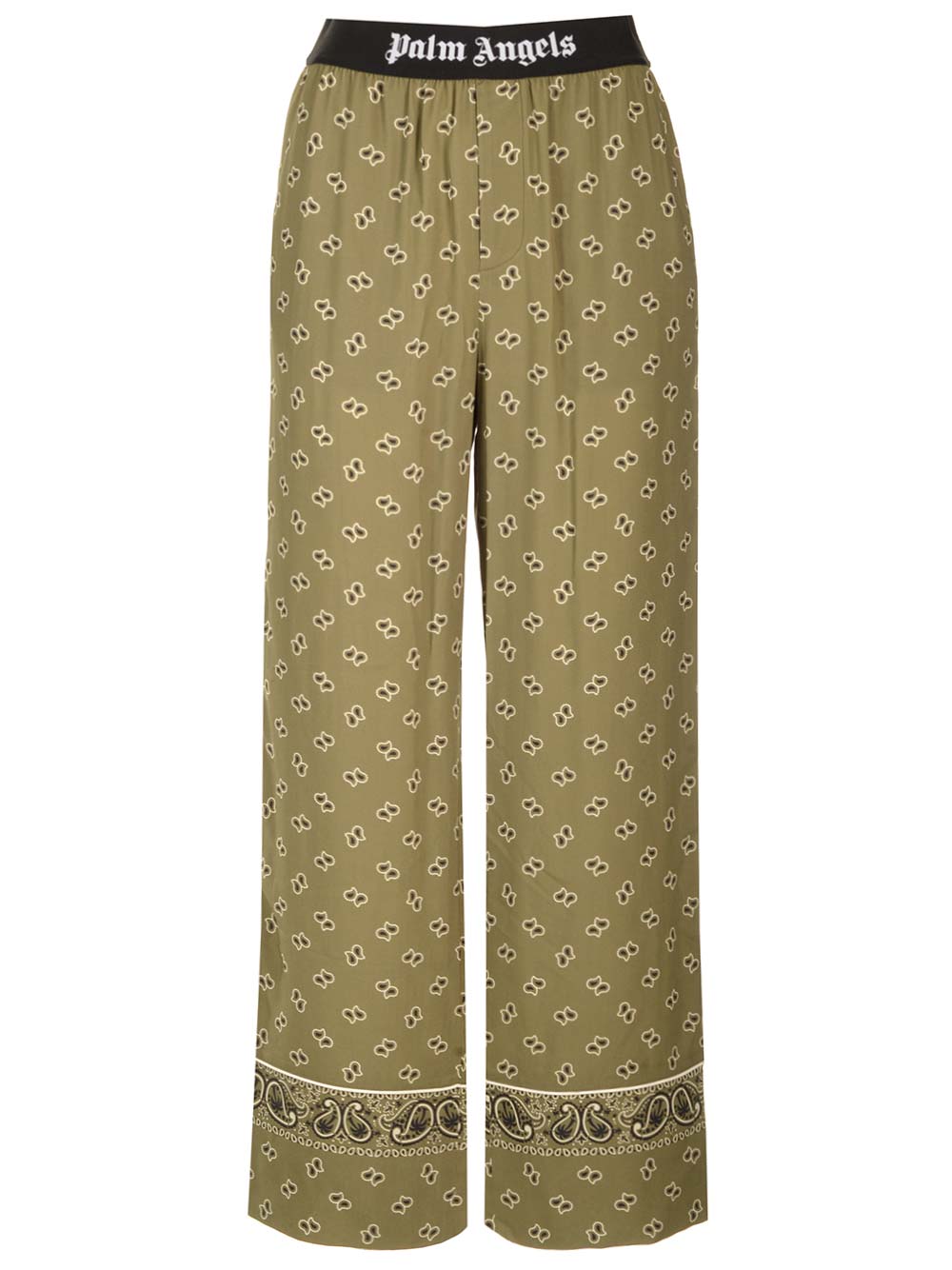 Palm Angels Straight Paisley Print Pants Trousers - Verde | 1743290f424fbcce31a89fad7cf909a35b677a66
