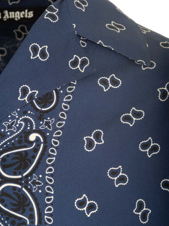 Palm Angels Paisley Print Bowling Shirt Shirts - Blu | 0a46279b995547f1731a0911225c3c2ca53af90c