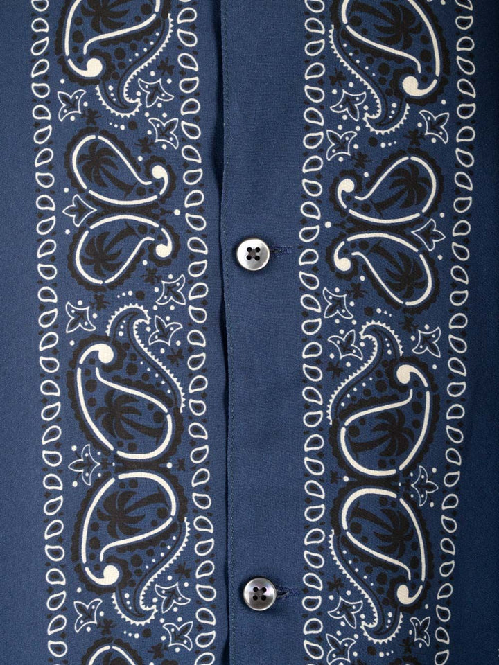 Palm Angels Paisley Print Bowling Shirt Shirts - Blu | 0de4ff9bb06dbc71c12e25bb0100d3817c9d5830