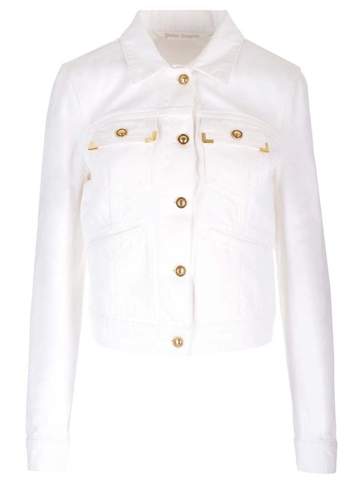 Palm Angels Cotton Denim Jacket Giacche - Bianco | c762227574bbde685d4754ada515613a98aa5a1f