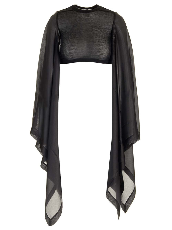 Rick Owens Black Cotton And Silk Crop Top Top - Nero | 60641c81cfb33d228d1cba1219a2851e7169bf82