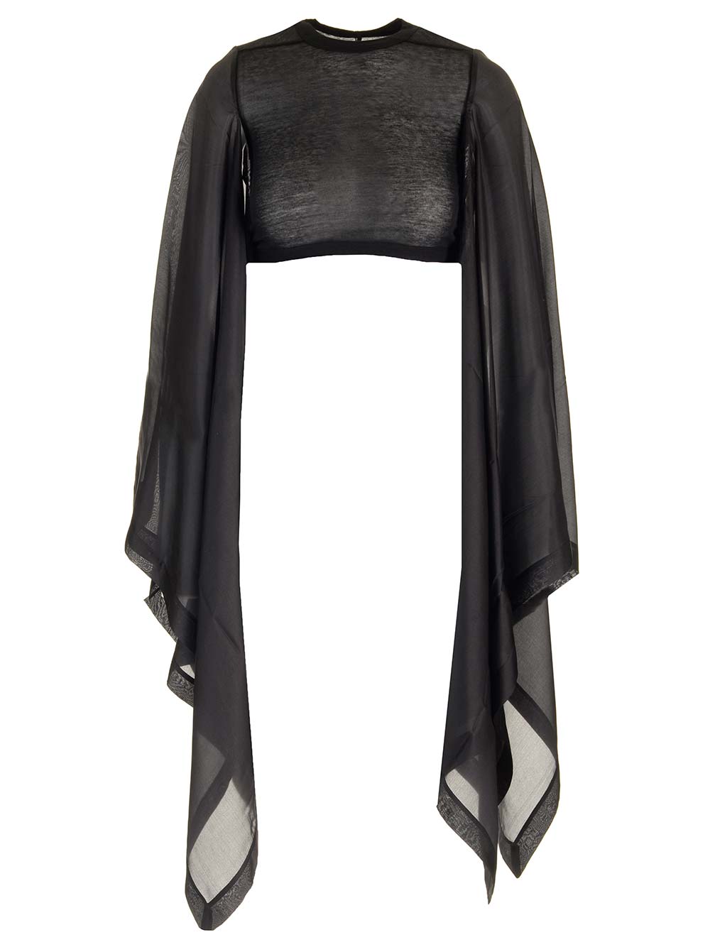 Rick Owens Black Cotton And Silk Crop Top Top - Nero | 60641c81cfb33d228d1cba1219a2851e7169bf82