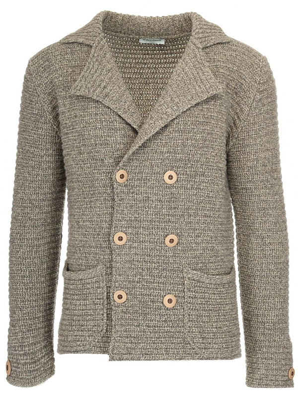 Brown Double-Breasted Knit Blazer Knitwear Brown