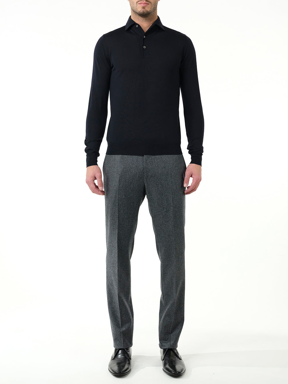 Al Duca D'Aosta Gray Flannel Formal Trousers - Grey | 9511d6d5ae1c149ddc827f0b6c930aaec1ee10ab