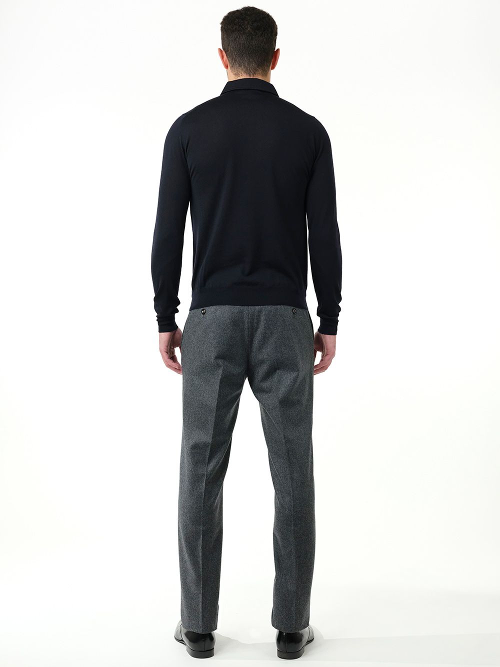 Al Duca D'Aosta Gray Flannel Formal Trousers - Grey | 509504e06a6d08f19aee2dffaa10ac5b9aff6f79