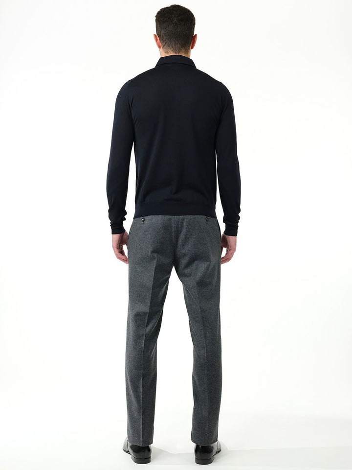 Al Duca D'Aosta Gray Flannel Formal Trousers - Grey | 509504e06a6d08f19aee2dffaa10ac5b9aff6f79