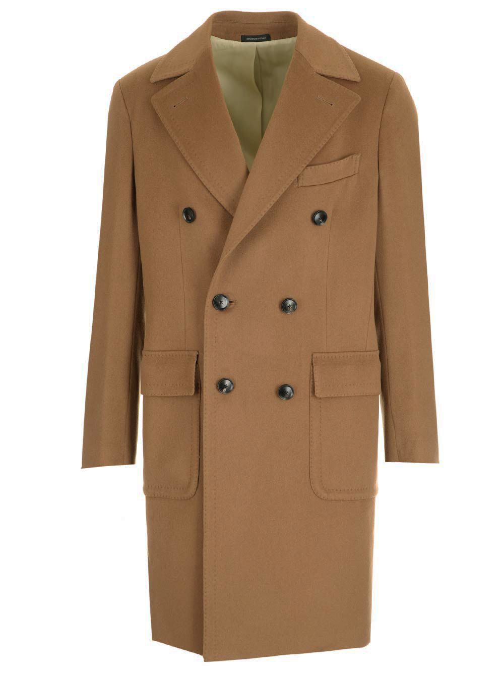 Al Duca D'Aosta Camel Double-Breasted Coat Coats - Beige | 254a090e5229054e1f7b978042d03af170e1dc61