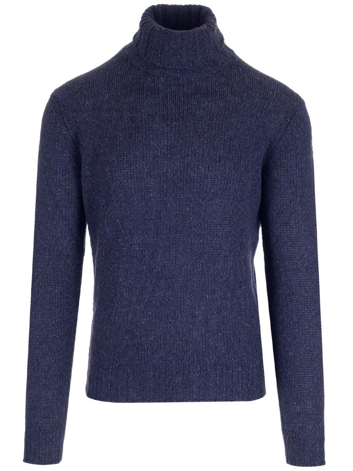 Al Duca D'Aosta Blue Mélange Turtleneck Knitwear - Blu | c26233778b20c06e86167176d08fc391c6273047