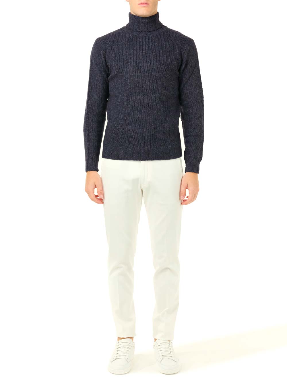 Al Duca D'Aosta Blue Mélange Turtleneck Knitwear - Blu | 8cb71d4ed7e67012daaa9a374c507045f7d2cb43