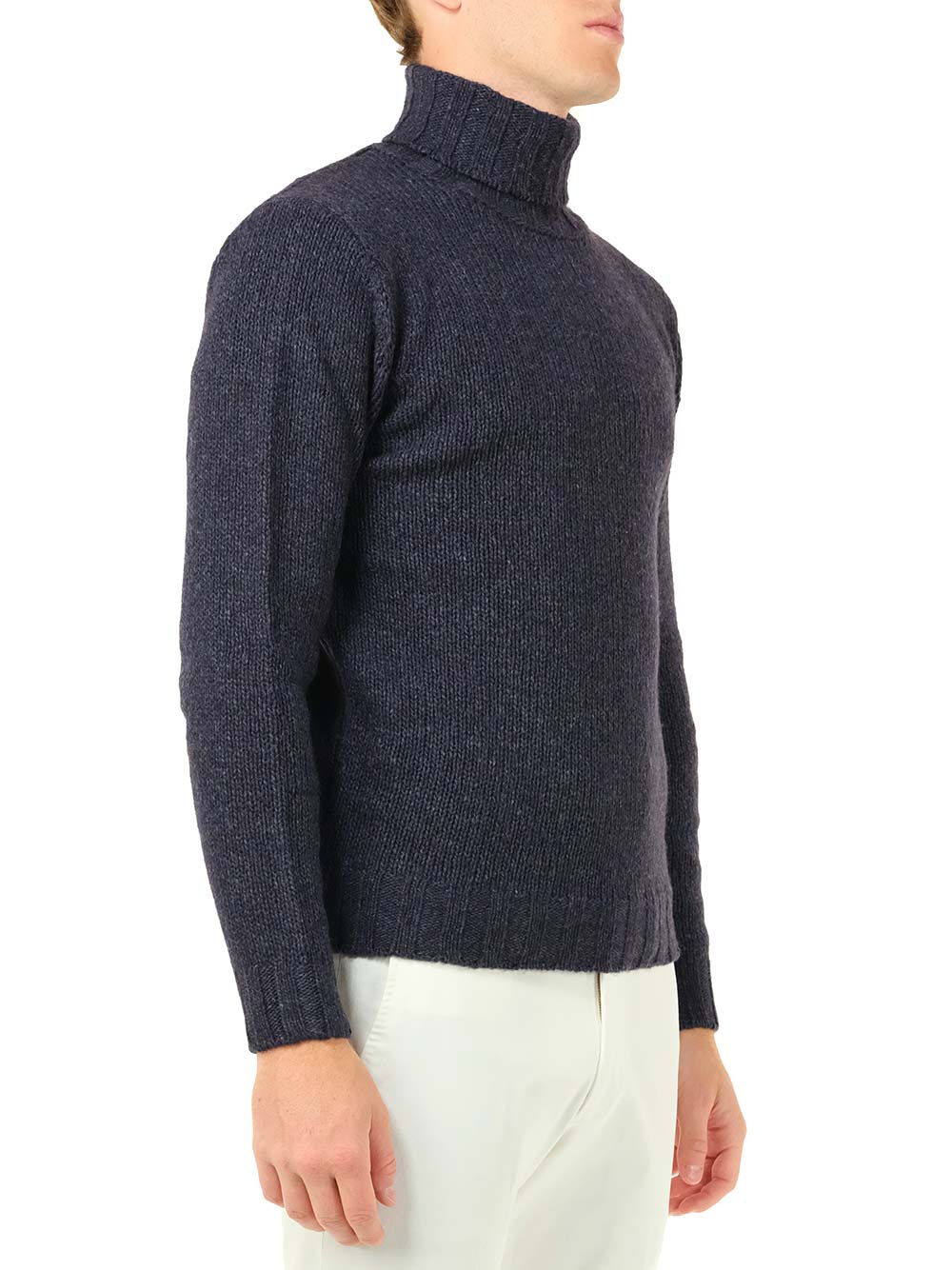 Al Duca D'Aosta Blue Mélange Turtleneck Knitwear - Blu | 3dd3df22e8111f48ede077ba99757c393b6eb350