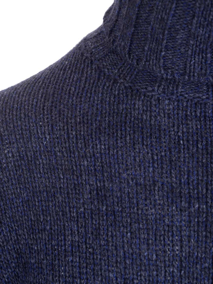 Al Duca D'Aosta Blue Mélange Turtleneck Knitwear - Blu | 8825123d34f0b4442aa7c971a2779b295fc8e606